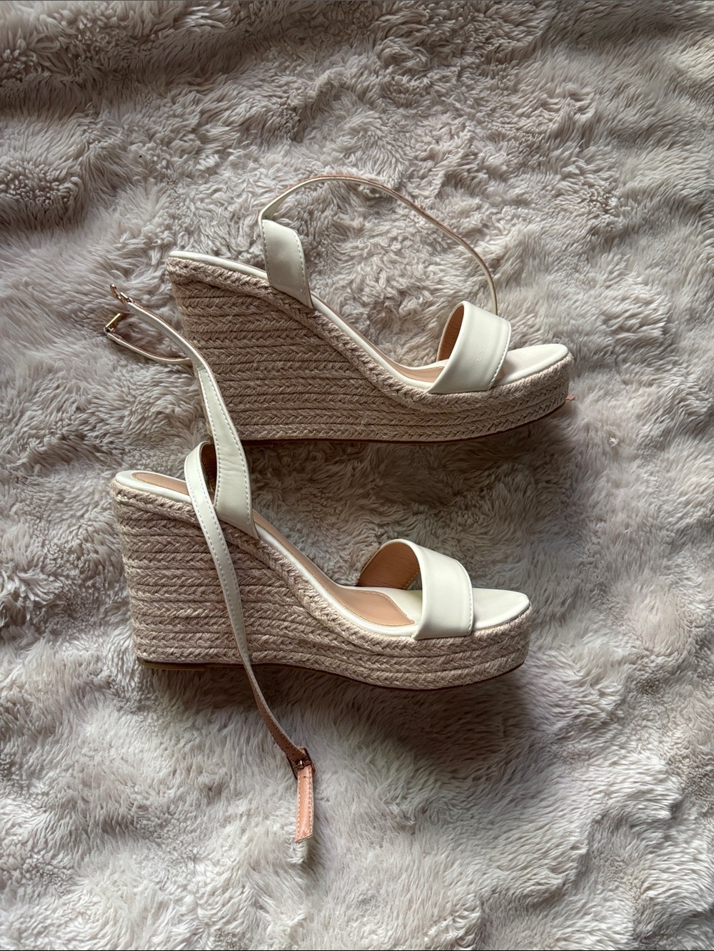 Cream wedge heels